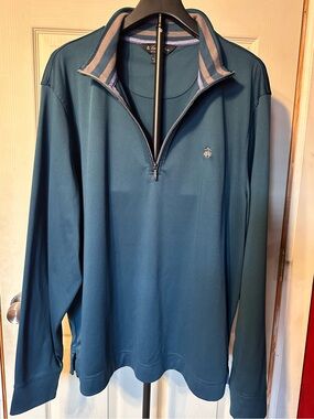 Brooks Brothers 1818 XXL Teal 1/4 Zip Pullover Long Sleeve Logo